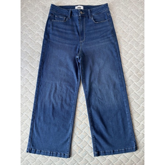 PAIGE Denim - Paige Genesee Crop Jeans Womens 29 Blue High Rise Wide Leg Cropped Stretch Denim